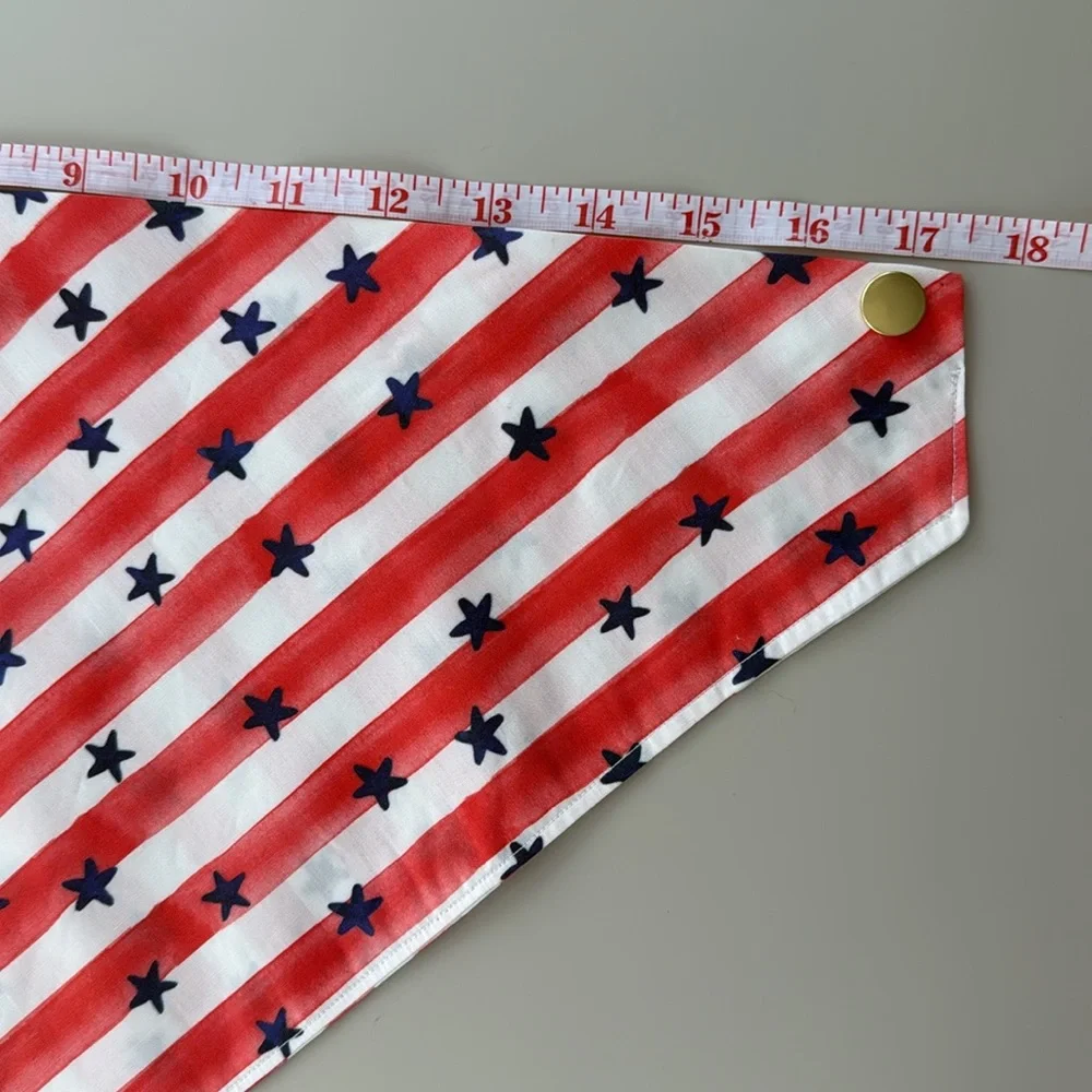 Red and White Striped Dog Bandana with Blue Stars